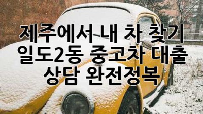 제주에서 내 차 찾기! 🚗 일도2동 중고차 대출 상담 완전정복!